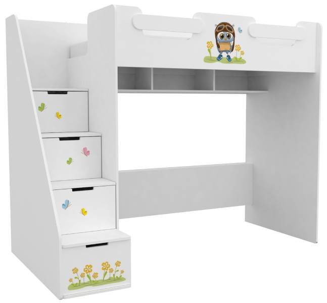 Кровать двухъярусная с горкой серия KIDS Веселые Совята