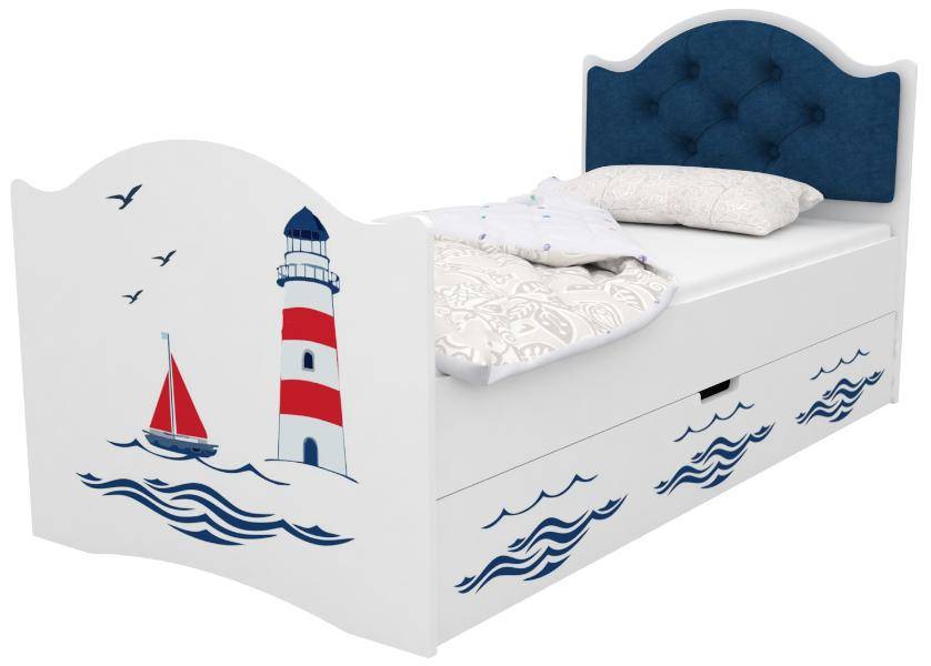 Кровать с каретной стяжкой Эксклюзив KIDS Морская