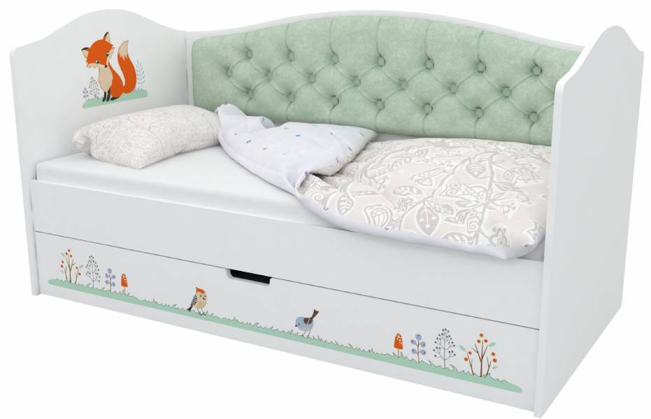 Кровать домик без окошек KIDS Лисенок, ящик для белья